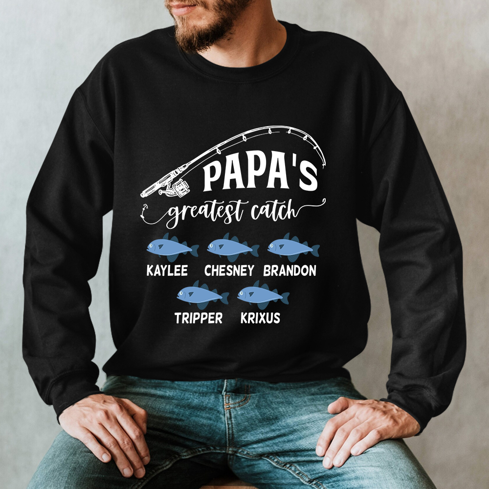 Papa Fishing Blanket, Personalized Father's Day Sweatshirt