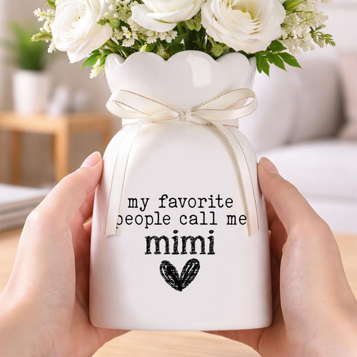 Personalized Ceramic Mimi Vase, My Favorite People Call Me T-Shirt Design, Custom Gift for Mimi