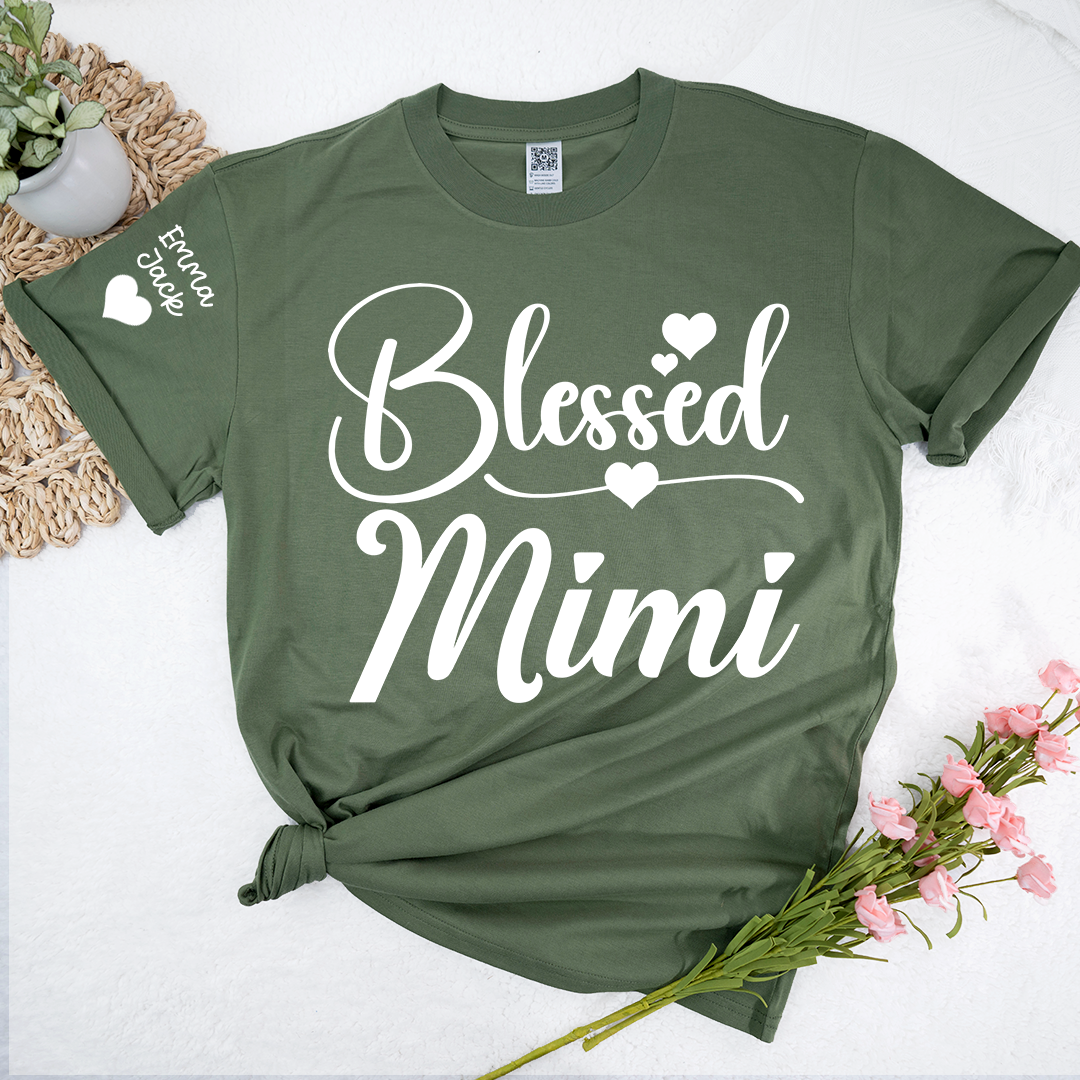Blessed Mimi Shirt, Personalized Mimi T-Shirt with Custom Names and Cute Heart Design