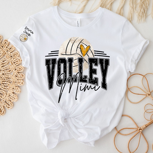 Custom Volleyball Mimi Shirt, Personalized with Kids Names, Volleyball Fan T Shirt