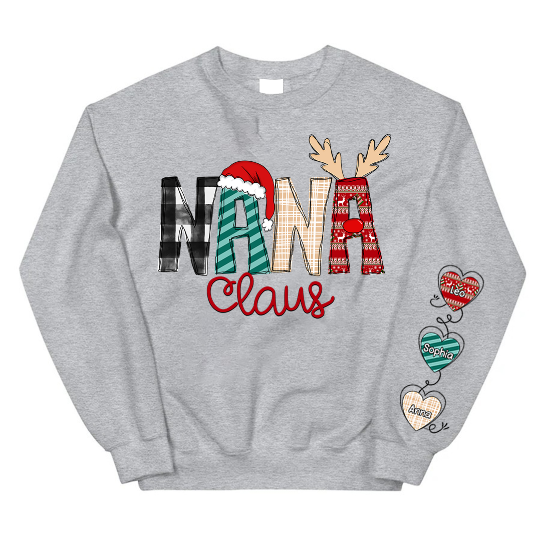 Personalized Nana Claus With Grandkids Sweatshirt