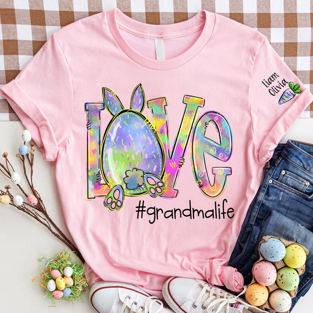 Love Grandma Life Rainbow Easter Bunny And Kids Carrot LTP01