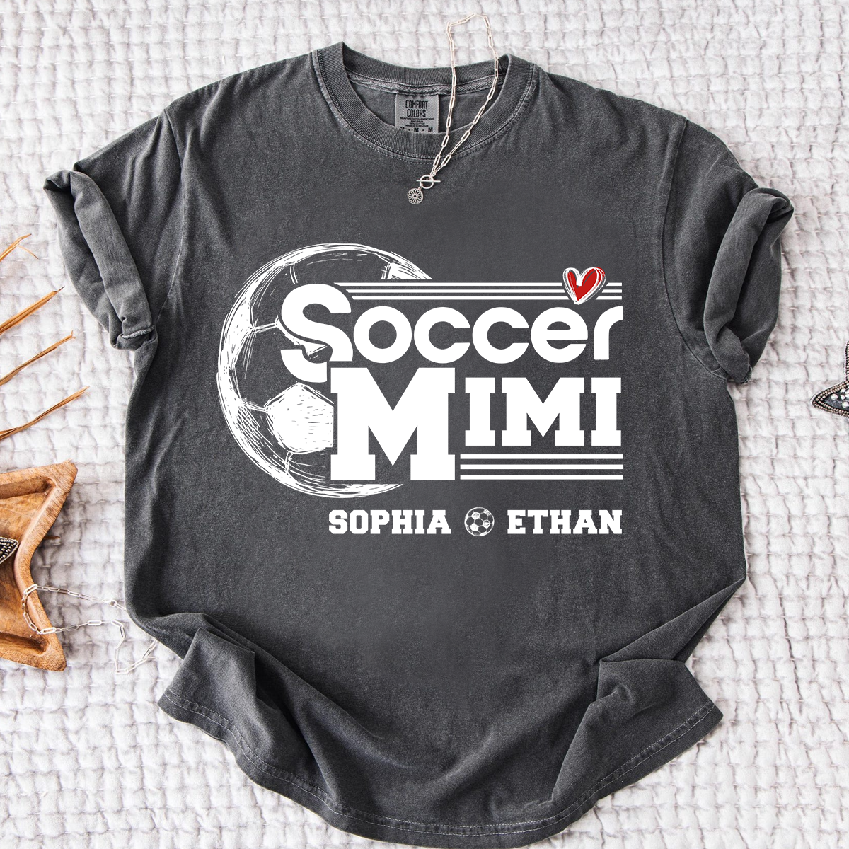 Comfort Colors® Soccer Mimi Shirt, Personalized Grandma Tee, Customize with Names