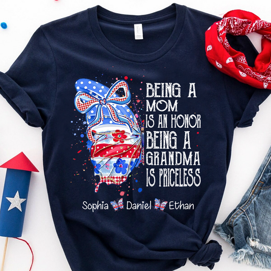Custom Lovely Butterfly Bow Design With The American Flag, A Personalized Gift For Mom On Independence Day, July 4th