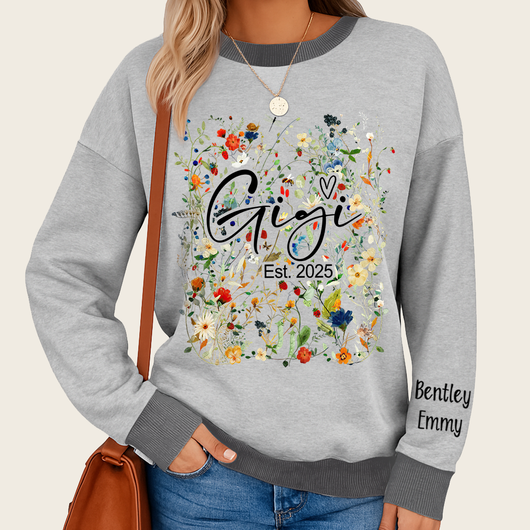 Personalized Gigi Est With Grandkids Flower Art Sweatshirt Mix