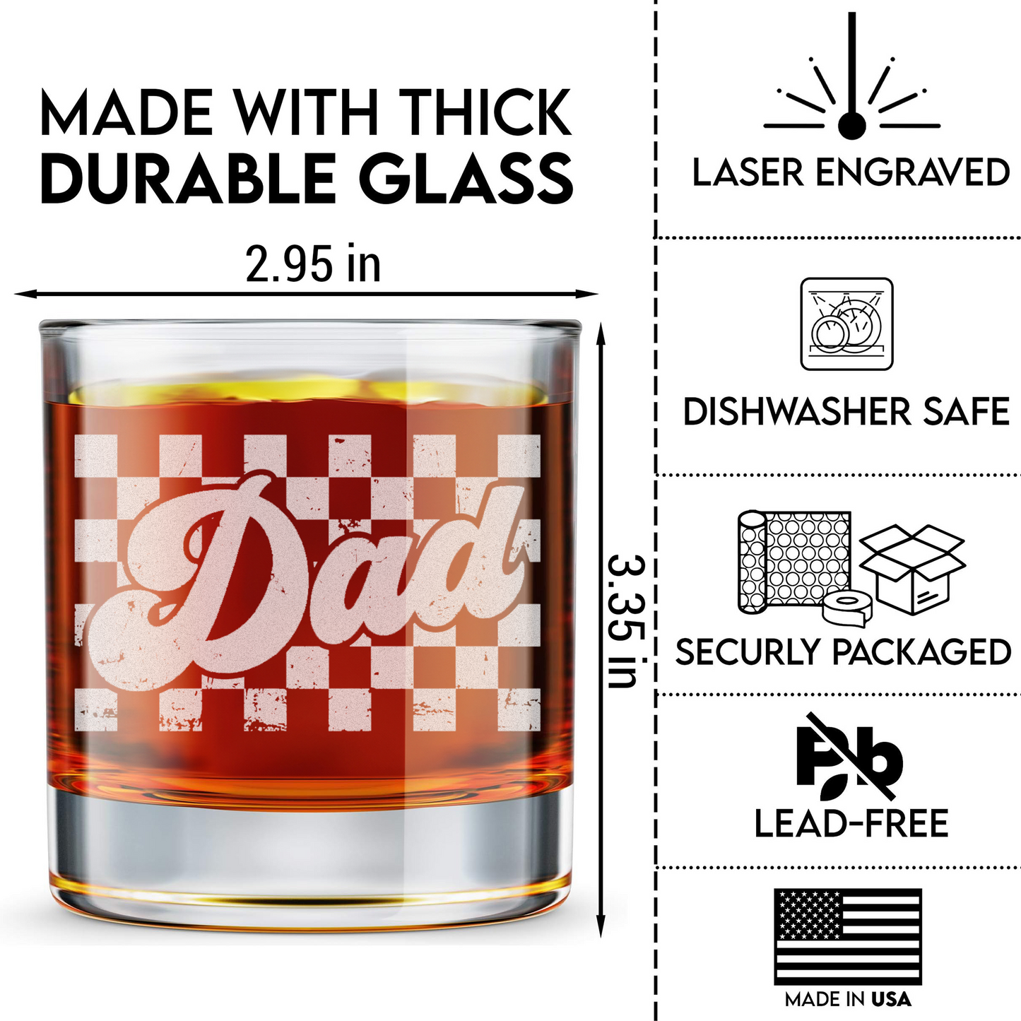 Dad-Daddy And Kids Whiskey Glass