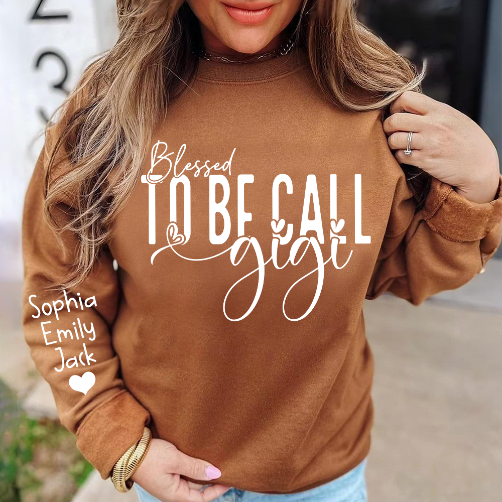 Personalized Blessed To Be Call Gigi Name Crewneck Sweatshirt, Custom Grandma And Kids