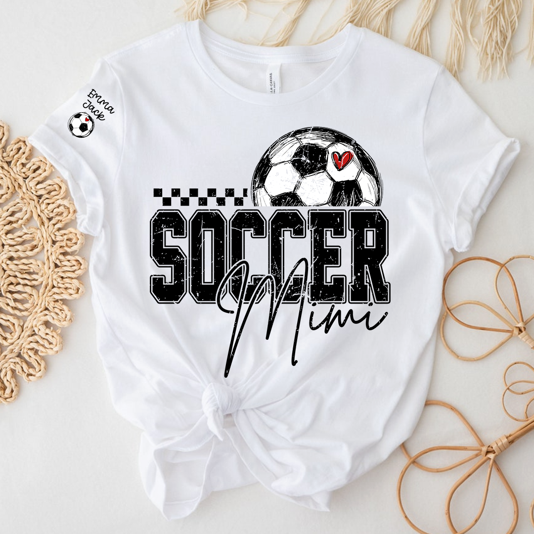 Soccer Mimi Shirt Personalized with Grandkids Names, Soccer Ball Graphic Family T Shirt
