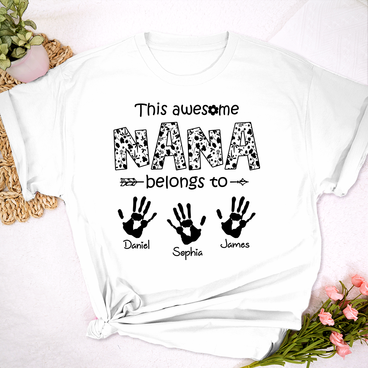 This Awesome Nana Belongs To Tee, Custom Grandma Shirt with Grandkids Names, Meaningful Family Gift