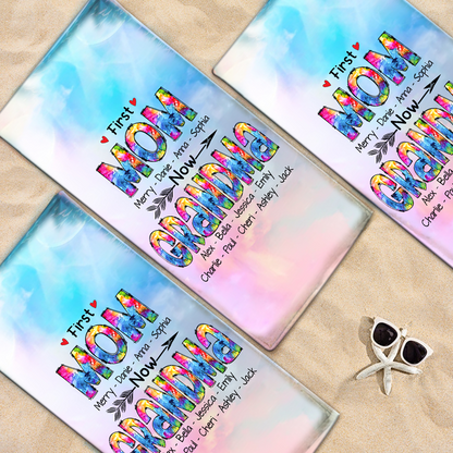 Personalized Summer Beach Towels, Gifts For First Moms Now Grandmas And Kids