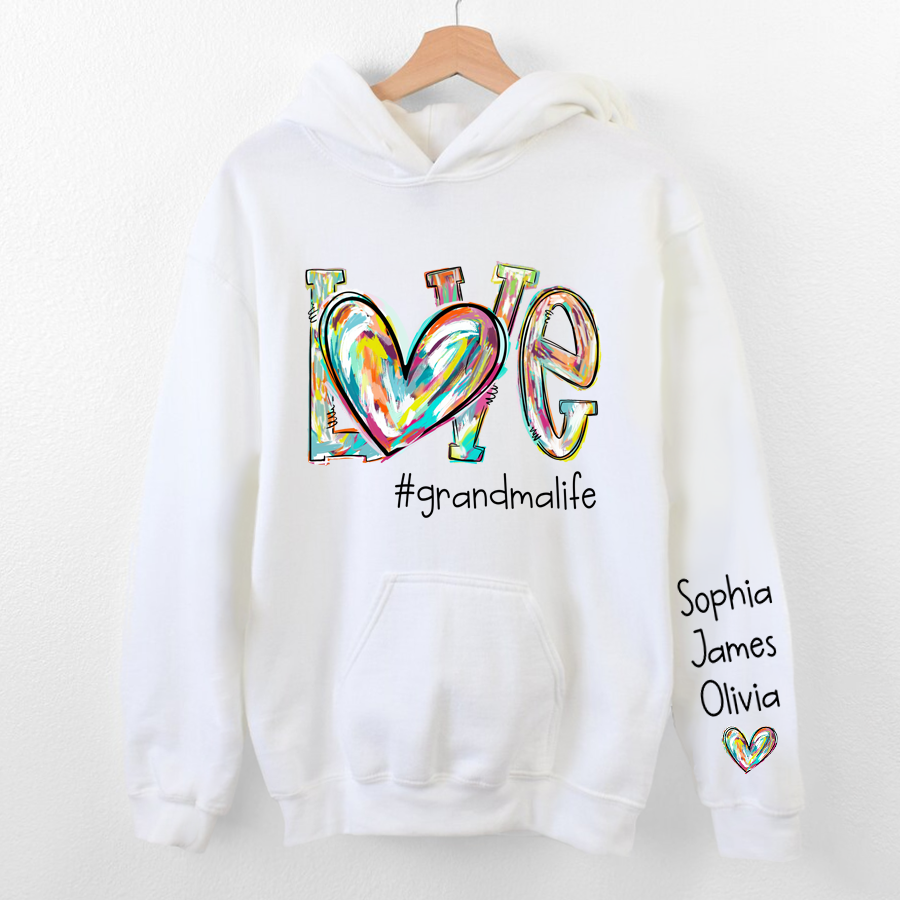 Love Grandma Life Color Clipart Custom Hoodie