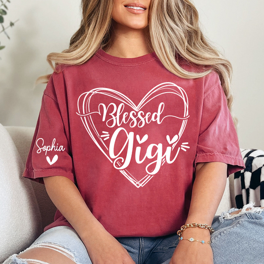Custom Gigi Heart Tshirt, Personalized For Grandma And Little Ones