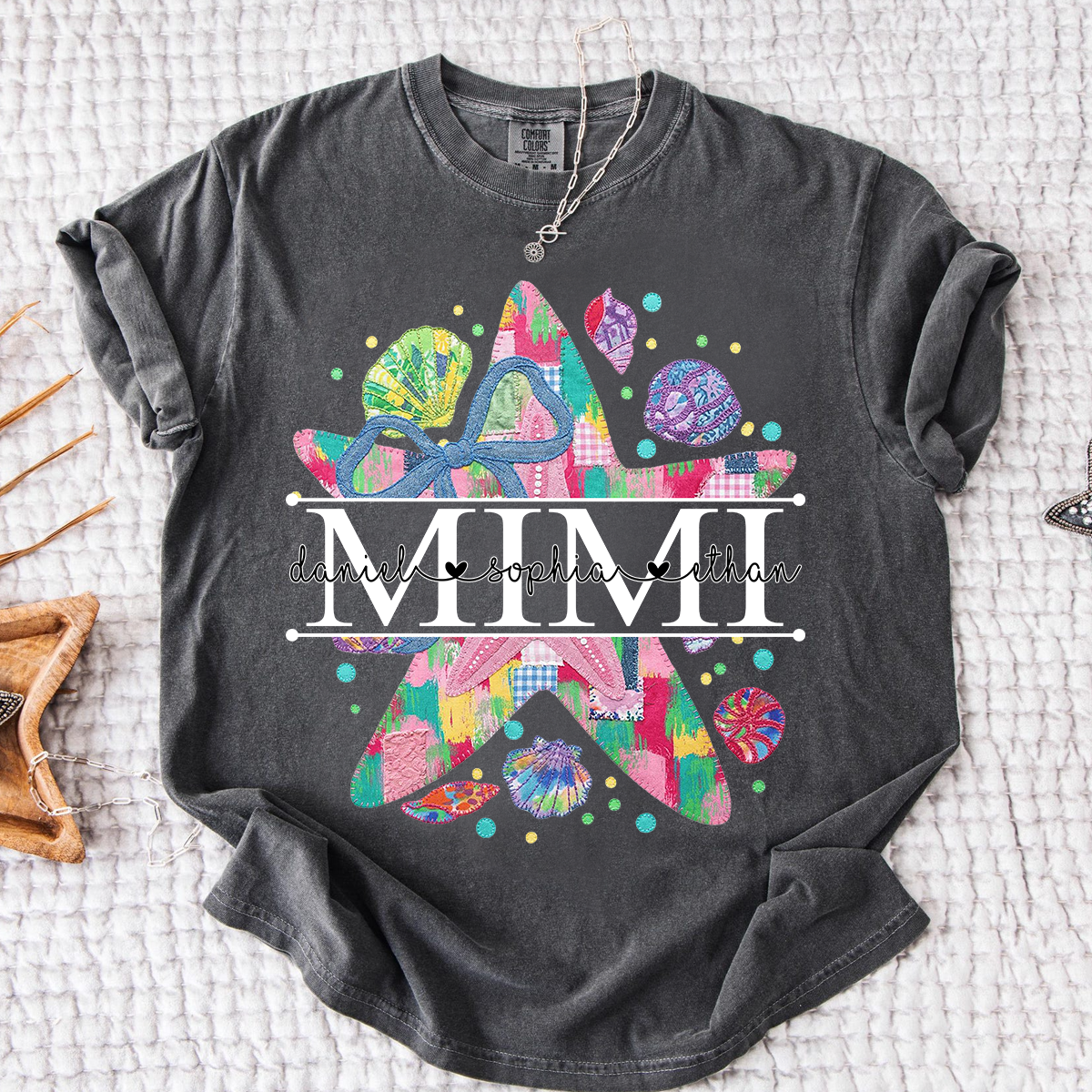 Comfort Colors® Custom Mimi Starfish Shirt, Colorful Beach Vacation Grandma Gift