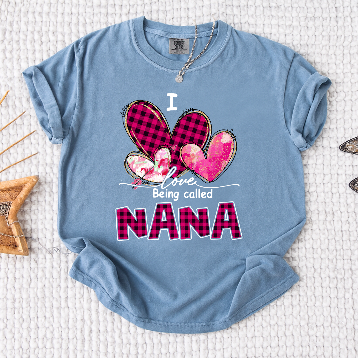 I Love Being Called Nana Pink Tone Design, Grandma Comfort Colors®  Personalized with Kids Name