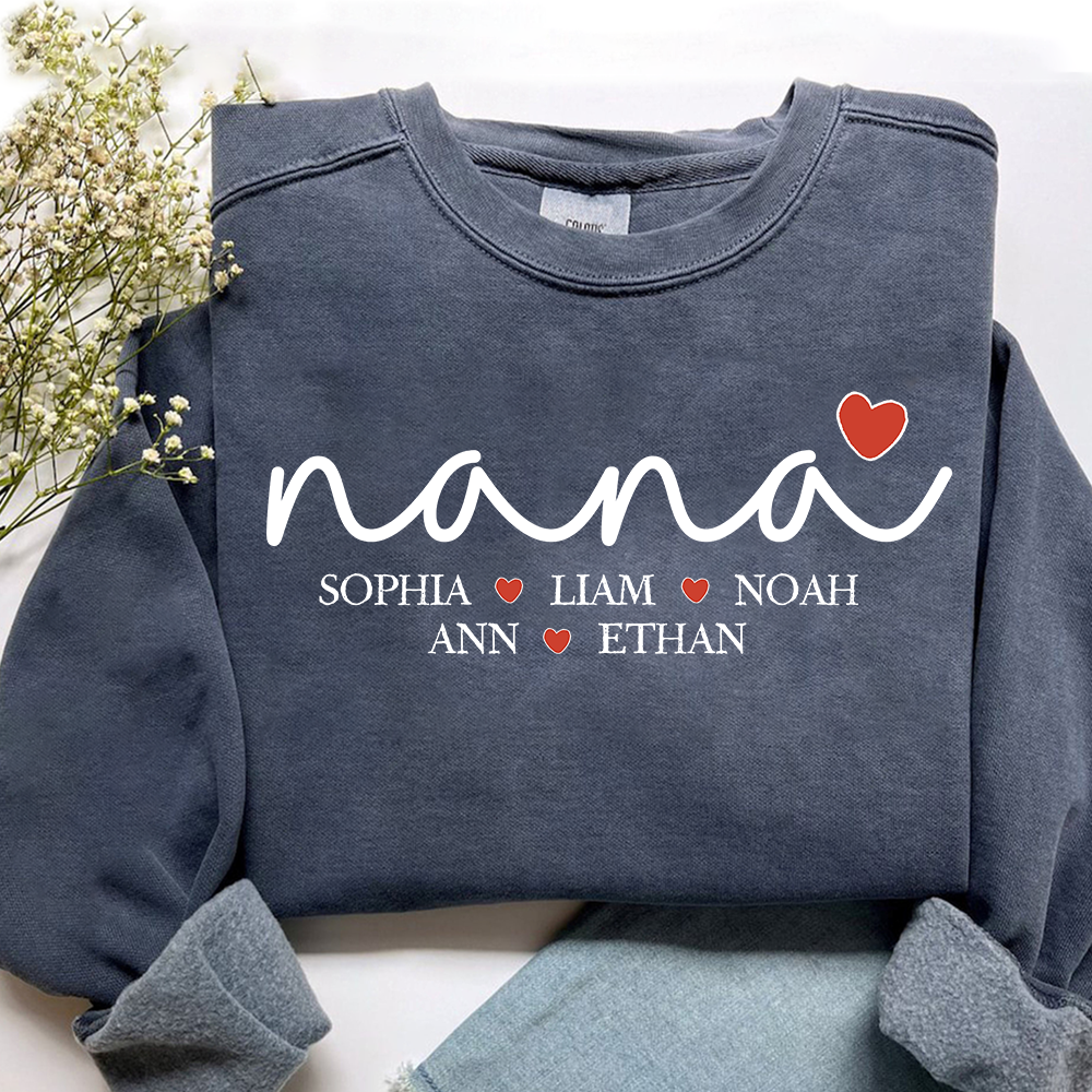 Custom Nana Heart Sweatshirt, Gift for Grandma And Kids