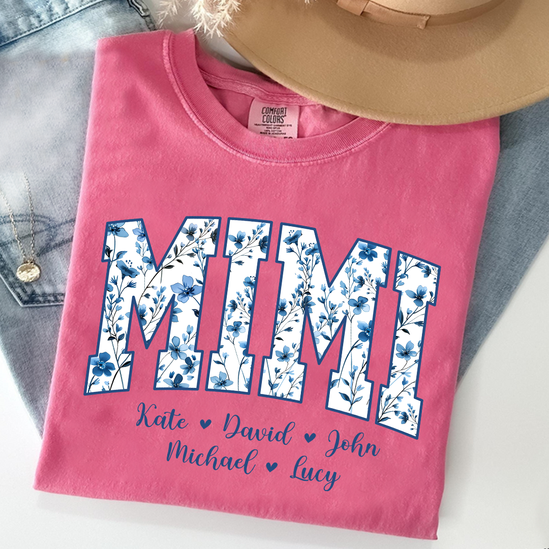 Comfort Colors® T-Shirt Personalized Blue Gigi, Custom Grandma and Kids