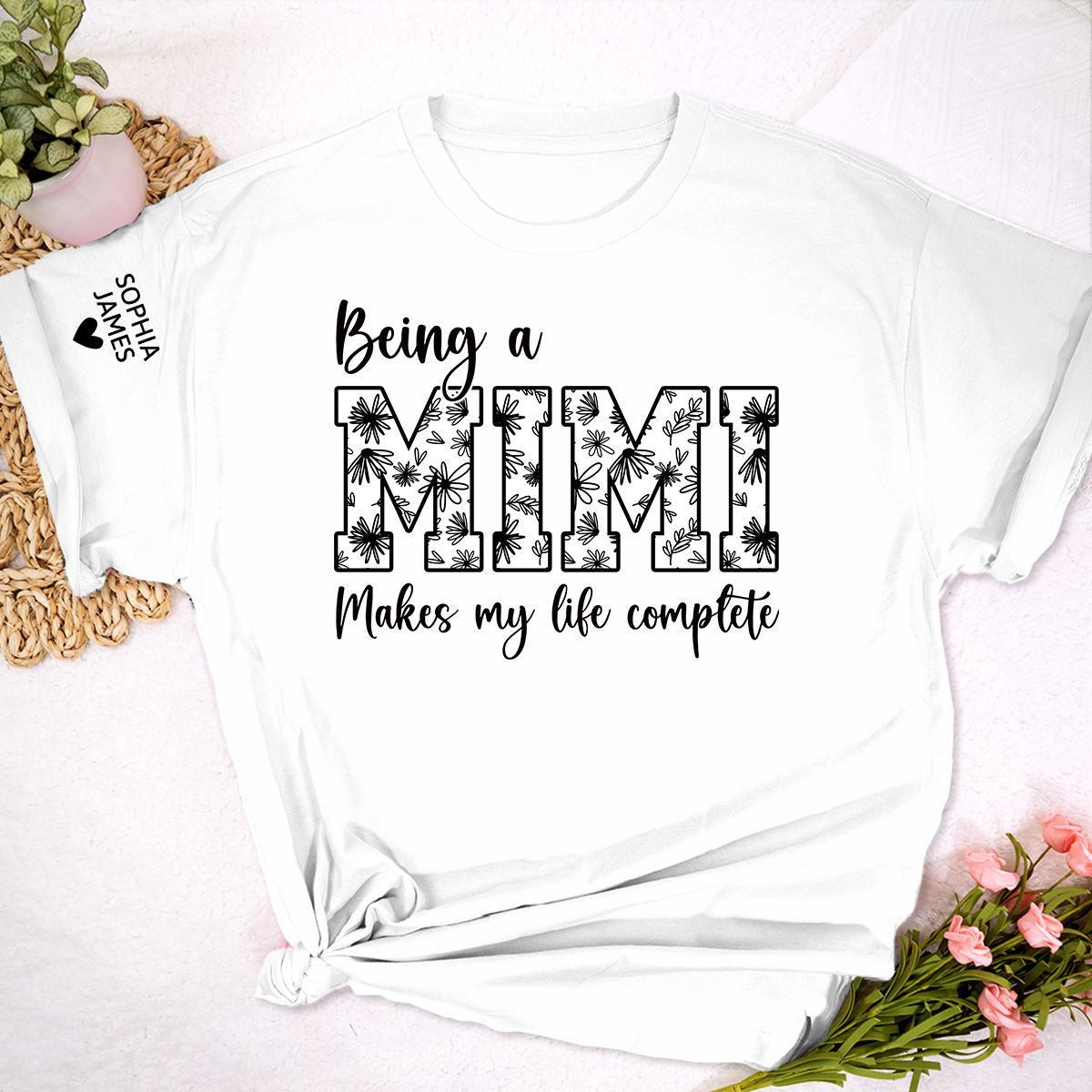 Being a Mimi Makes My Life Complete Shirt, Personalized Grandma T-Shirt, Cute Family Apparel for Mimi