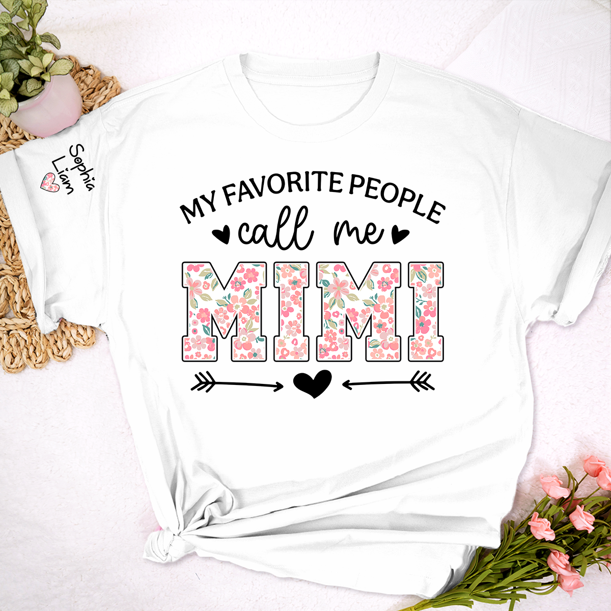 My Favorite People Call Me Mimi Shirt Floral Design, Personalized Grandma T Shirt with Names