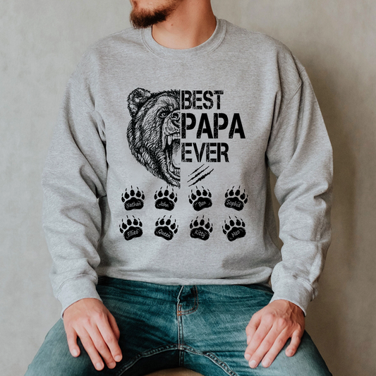 Best Papa Ever, Bear Art Personalized Sweatshirt