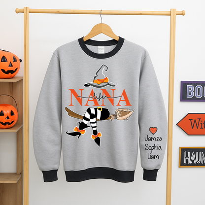 Personalized Nana Witch And Grandkids 2025 Sweatshirt Mix Sweatshirt Mix