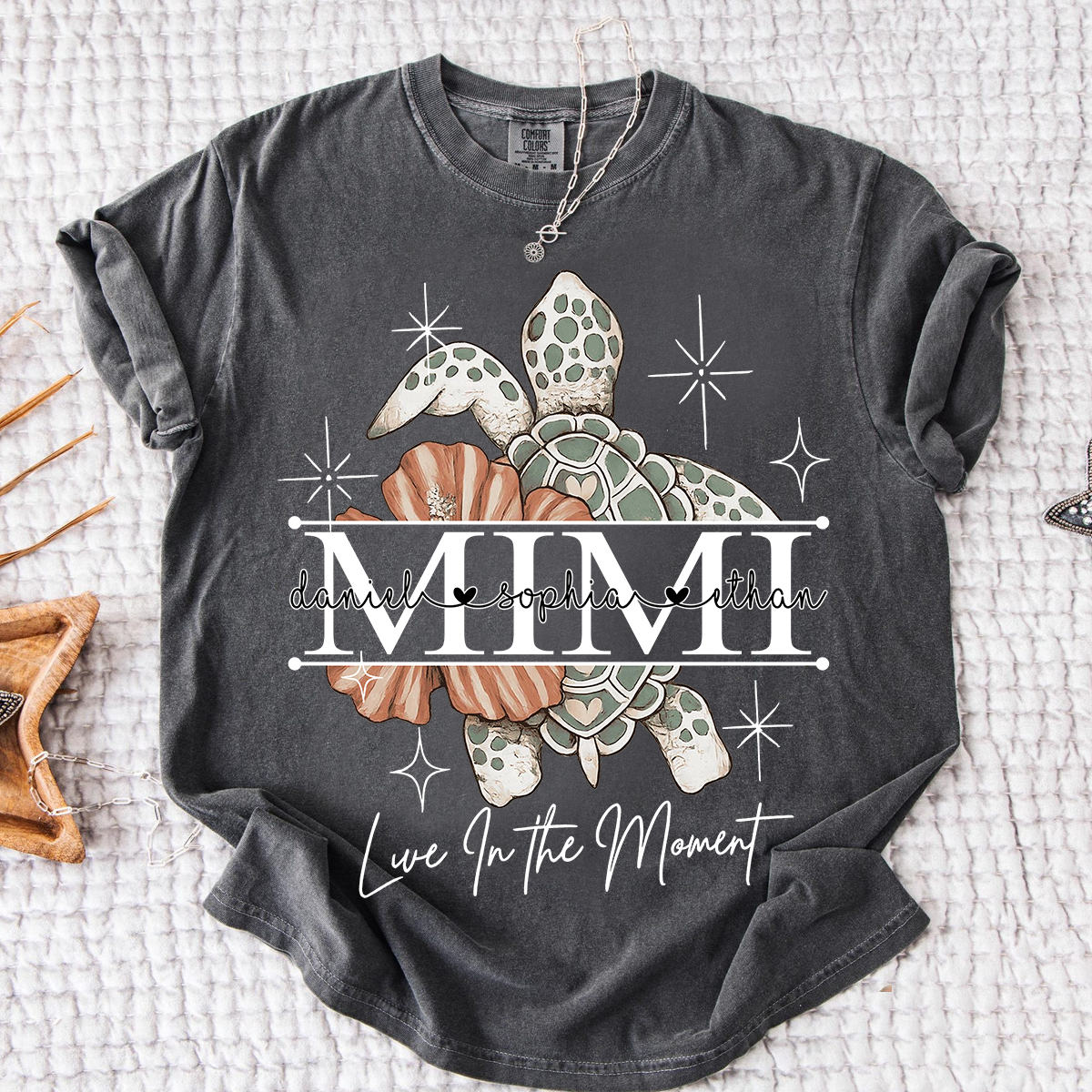 Comfort Colors® Mimi Ocean Turtle T-Shirt Custom Family Names Beach Style