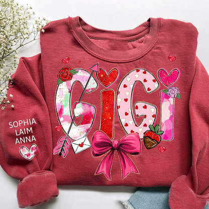 Mama Valentine Sweater, Personalized Heart and Arrow Printed Sweatshirt For Family Gift