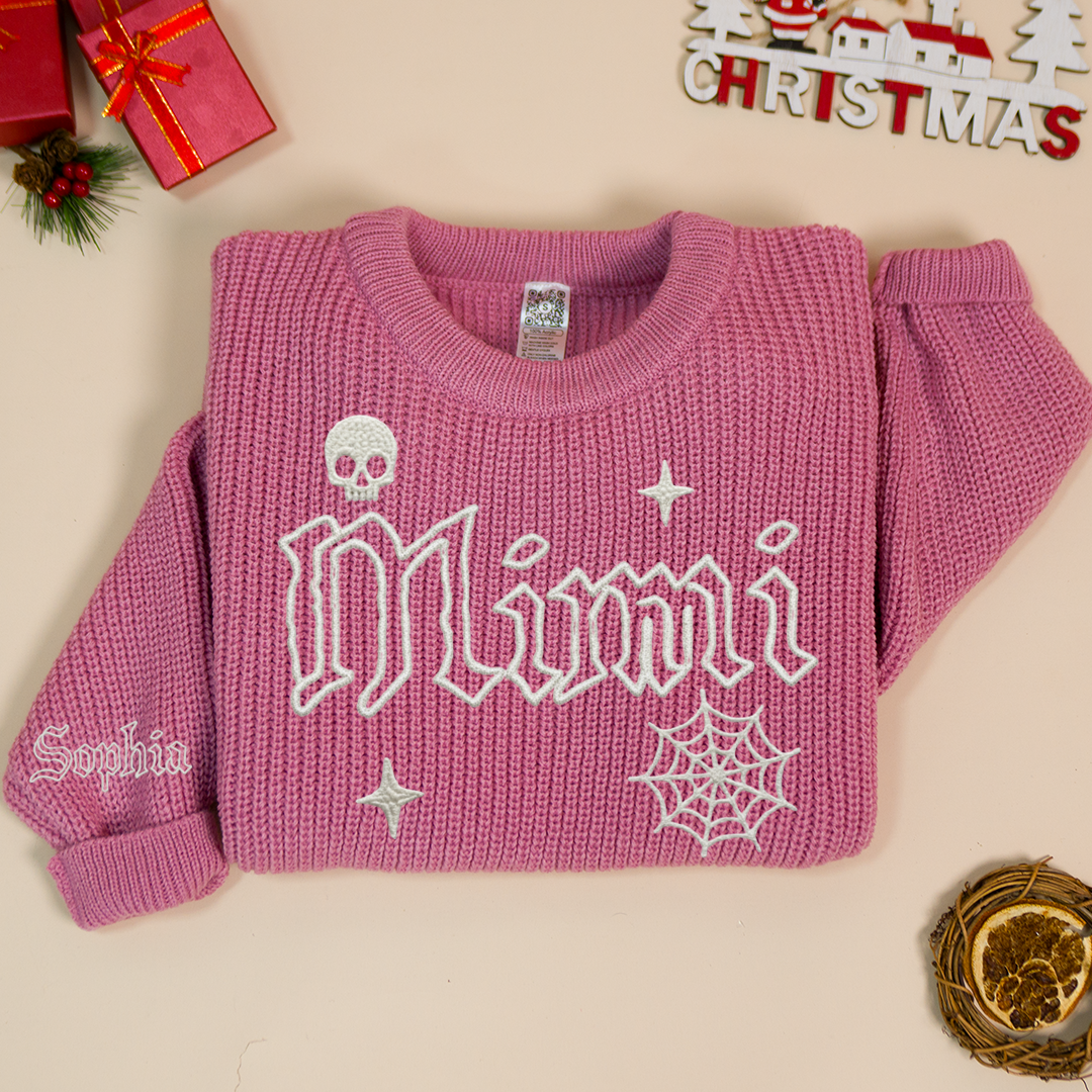 Custom Mimi Knit Sweater – Personalized Halloween Gift for Grandma