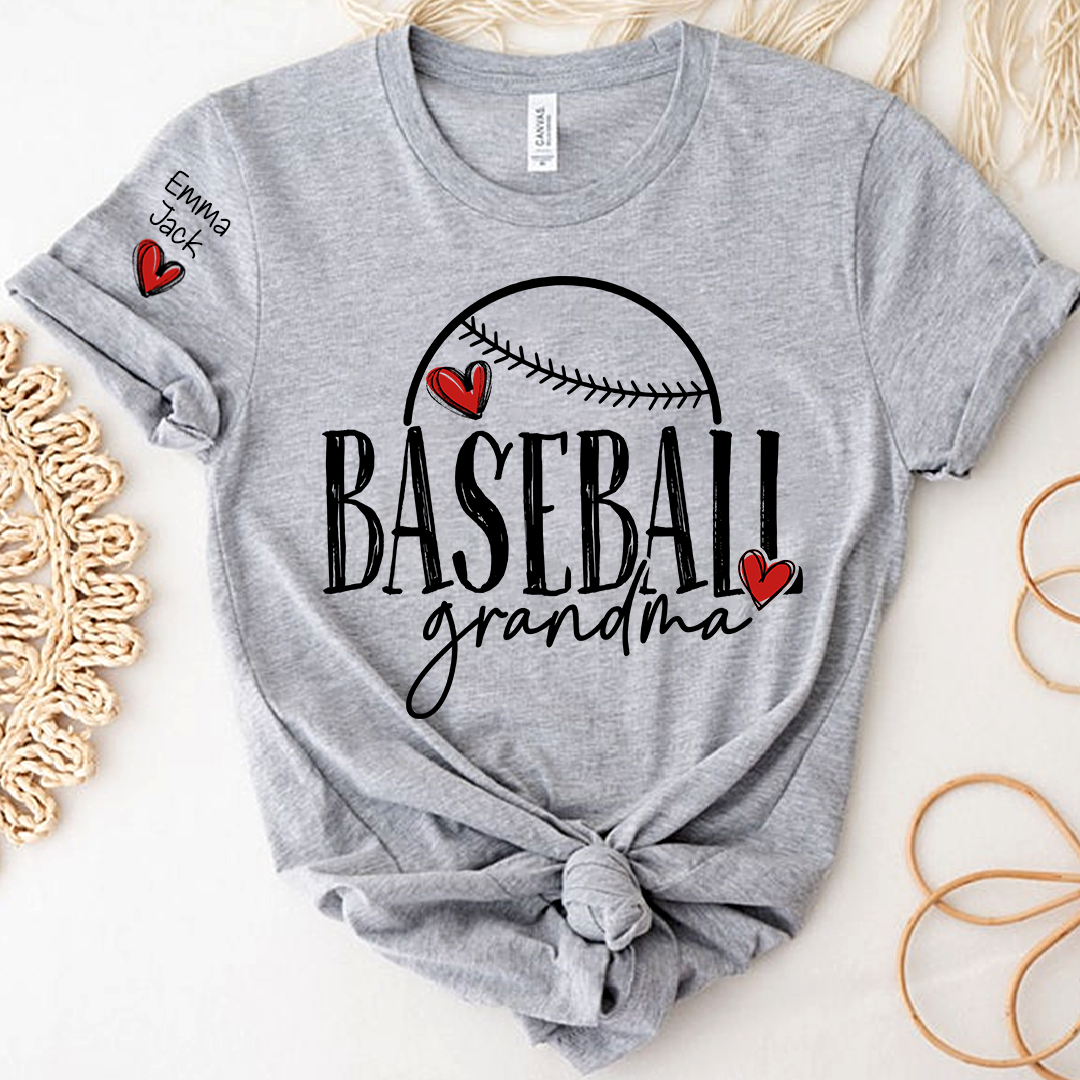 Baseball Nana Personalized T-Shirt, Cute Heart Baseball Design Nana T-Shirt