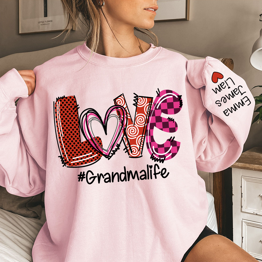 Personalized Love Valentine Grandma Life With Kids, Gift For Grandma Valentine TH Sweatshirt