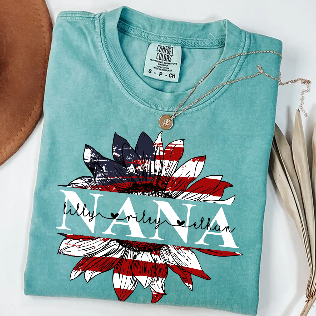 Comfort Colors® Grandma Flower Flag USA Shirt, Gift For Grandma T-Shirt