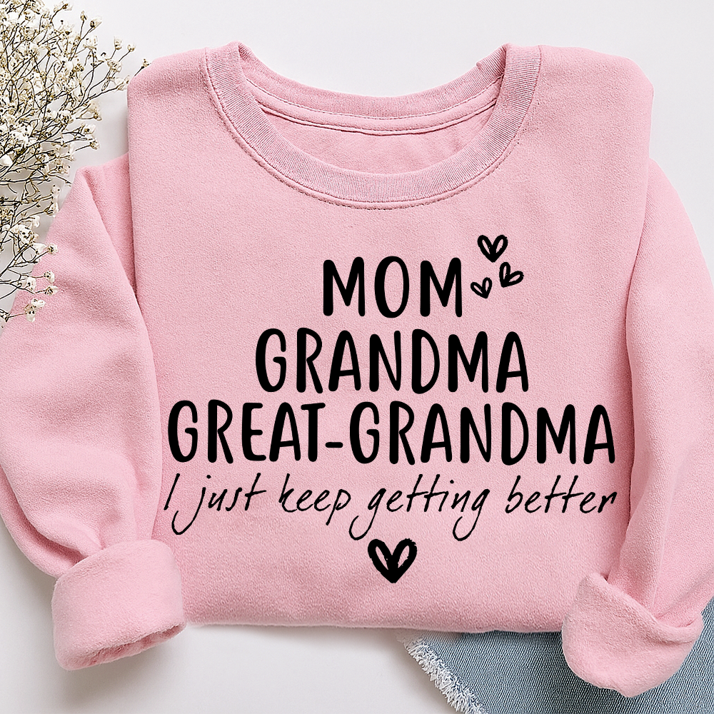 Mom Grandma Great-Grandma Heart Sweatshirt, Custom Family Name for Gift Grandma