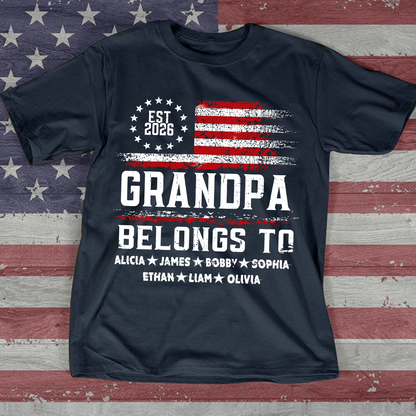 Custom Granpa Belongs To, Personalized Gift For Grandpa And Grandchildren, Patriotic Gift For Grandpa