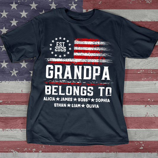 Custom Granpa Belongs To, Personalized Gift For Grandpa And Grandchildren, Patriotic Gift For Grandpa