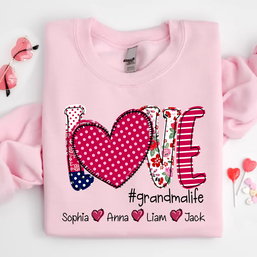 Valentine's Heart Day Custom Grandma And Kids LTP01 Sweatshirt