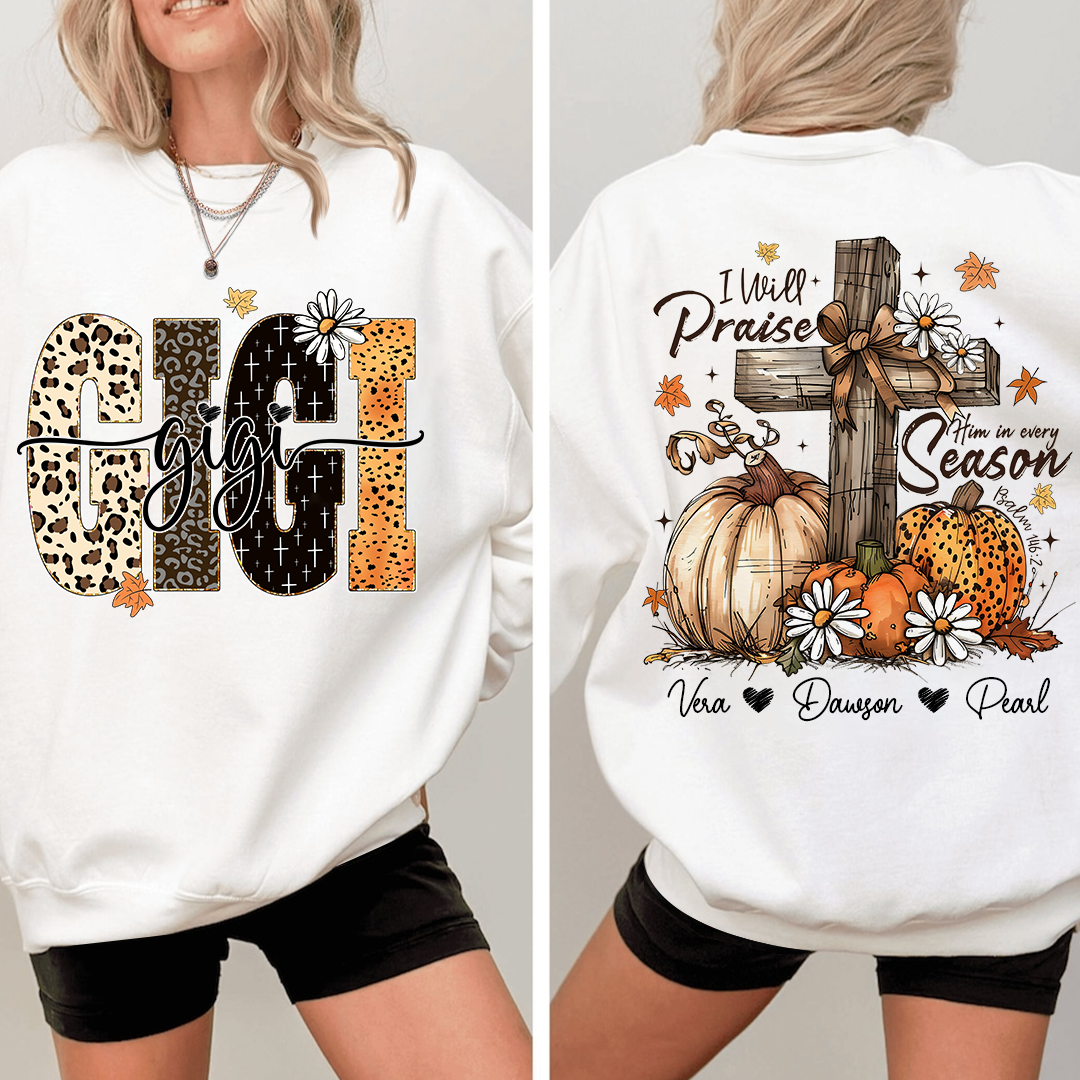 Floral Fall Shirt Design, Custom Gigi Gifts for Grandma and Kids