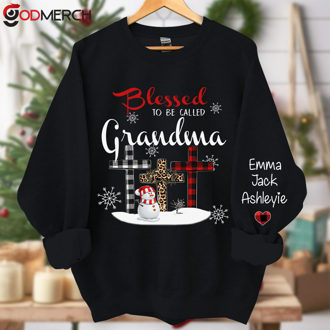 Blessed To Be Called Grandma Snowman Christmas Sweatshirt