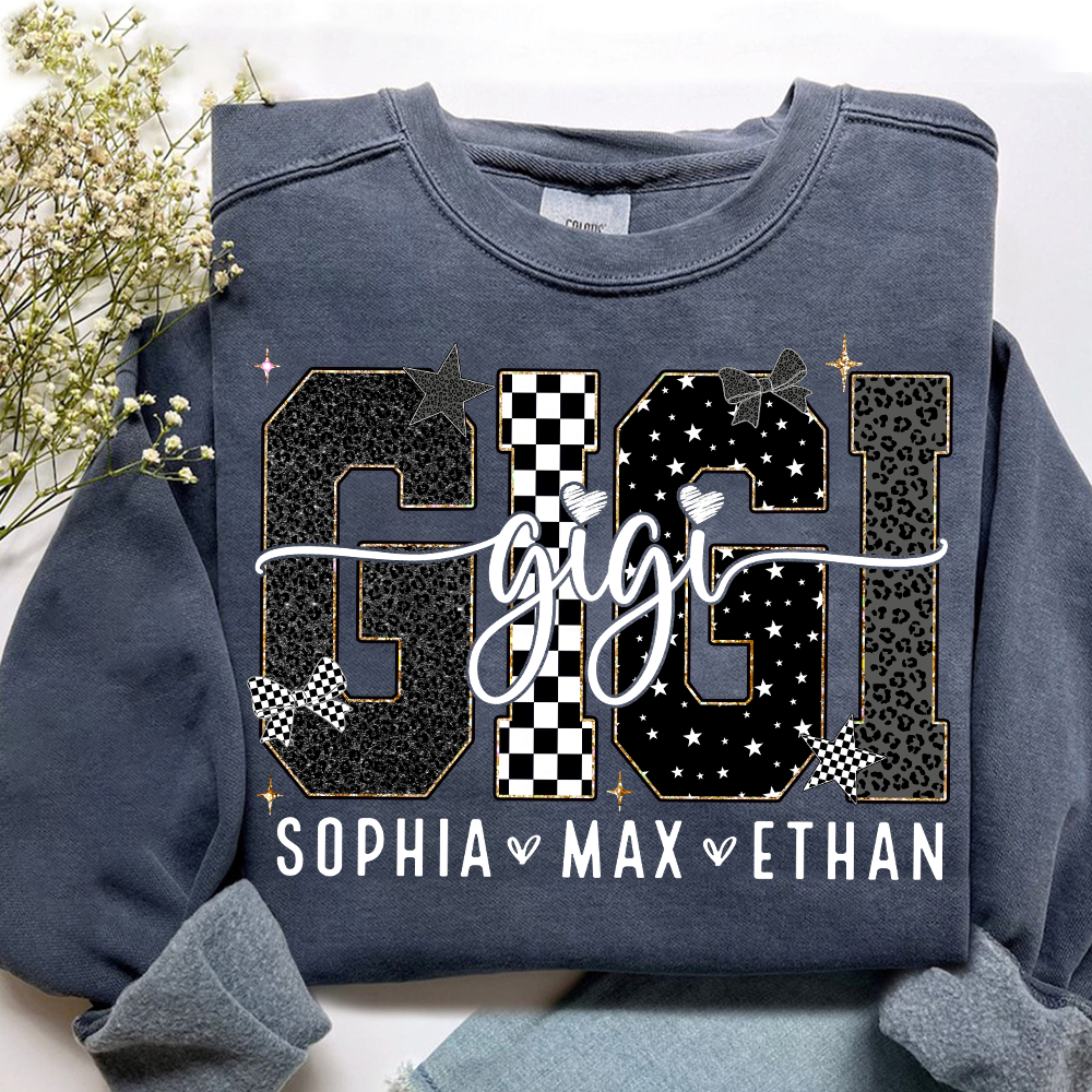 Gigi Style Star Plaid Design, Custom Gifts for Grandma and Grandchild