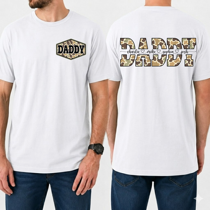Daddy Camo Personalized T-Shirt – Custom Names Gift for Dad Daddy Papa