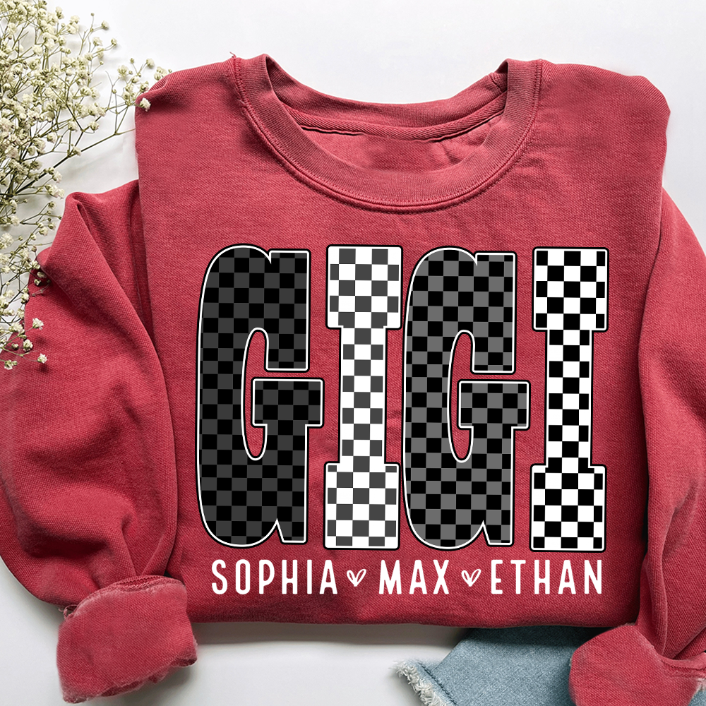 Black White Design, Custom Gift For Gigi And Her Grandchildren