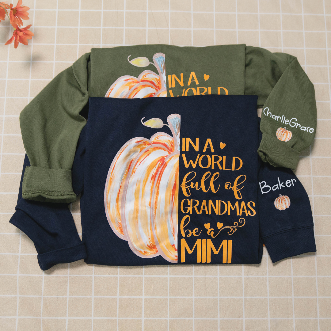 In a World Full Of Grandmas Be A Mimi Pumpkin And Grandkids Sweatshirt