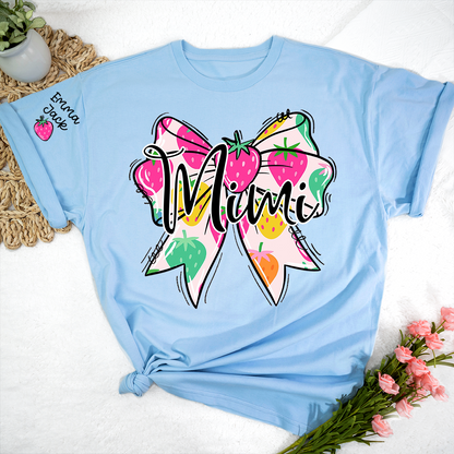Funny Mimi Shirt, Strawberry Coquette Bow Graphic Tee, Grandma T Shirt for Women, Cute Gift for Mimi from Family