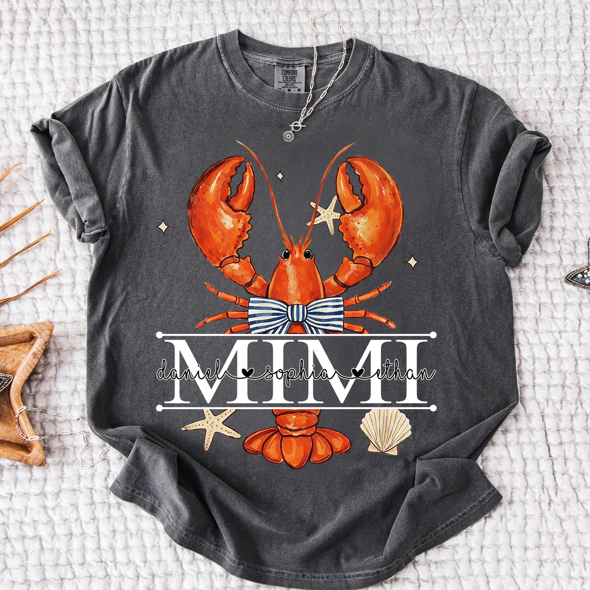 Comfort Colors® Lobster Mimi Shirt for Grandma, Customizable Name Summer T-Shirt, Fun Seafood Design Tee