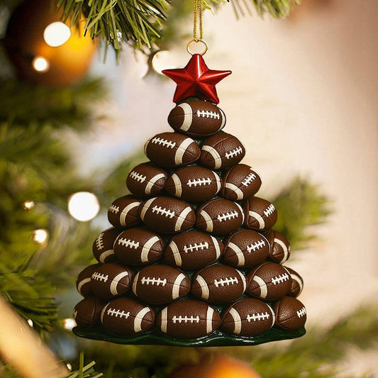 Football Tree Ornament 2025 – Unique Christmas Tree Decoration Gift for Football Players, Coaches & Sports Fans