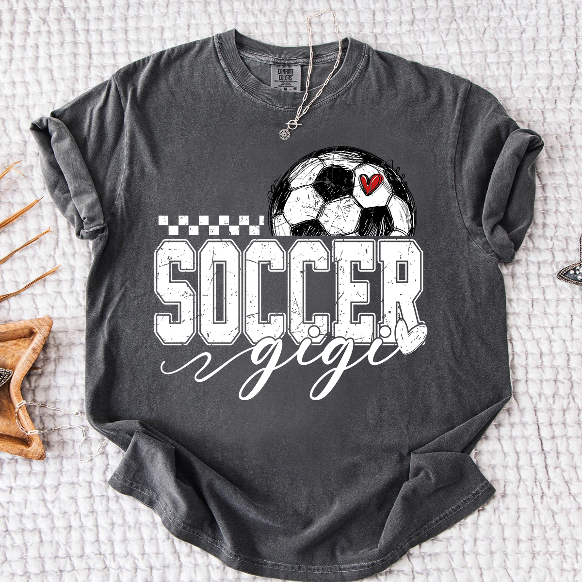 Comfort Colors® Personalized Gigi Soccer Tee, Custom Soccer Gigi For Gift Family