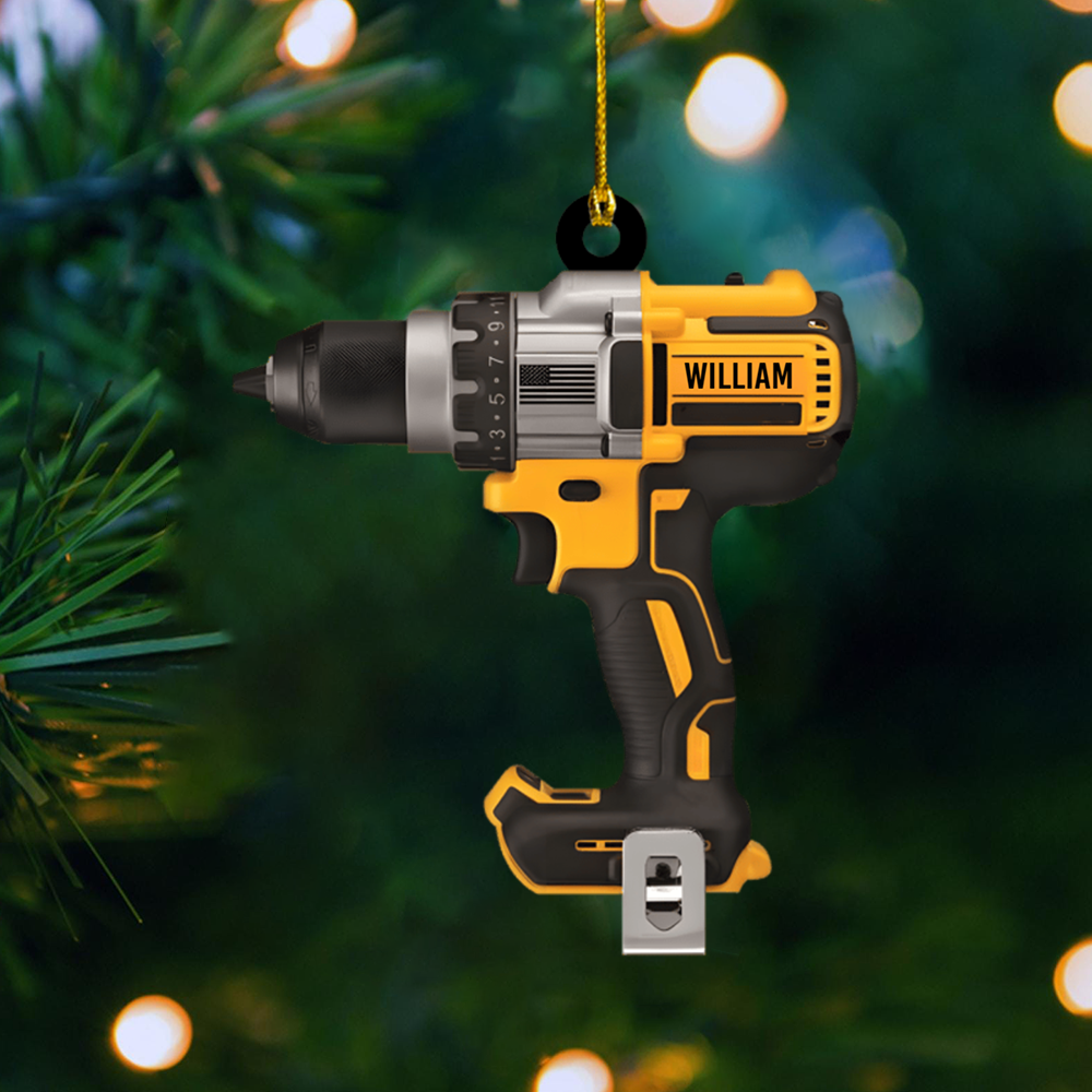 Personalized Power Drill Ornament 2025 – Custom Name Tool Ornament, Gift for Carpenter, Builder & Handyman Ornament