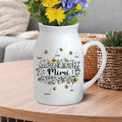 Wildflower Daisy Mimi And Kids - Custom Home Decoration Flower Vase According To Family Requirements, Ceramic Flower Vase