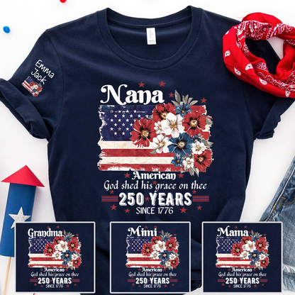 Custom Nana Fourth of July USA Flag, Personalized Gift For Grandma And Kids