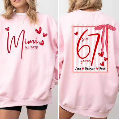 Personalized Mimi Est Sweatshirt, Custom Six Seven Back Print Gift