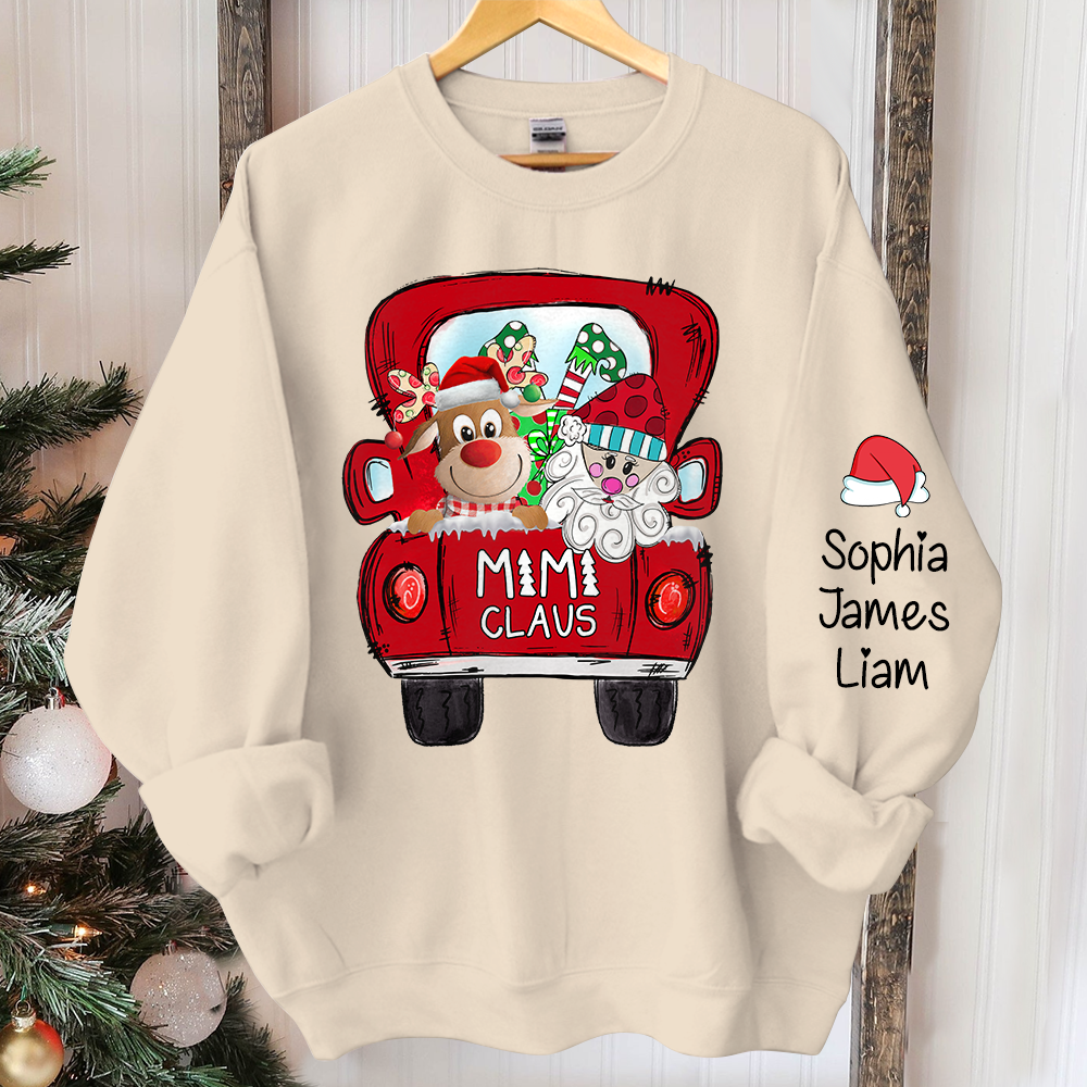Personalized Mimi Claus Sweatshirt, Custom Grandma With Grandkids Name Xmas Sweatshirt