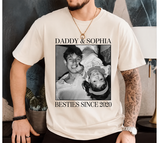 Personalized Father's Day Photo Shirt, Custom Besties Since Gift for Dad Daddy Papa T-shirt